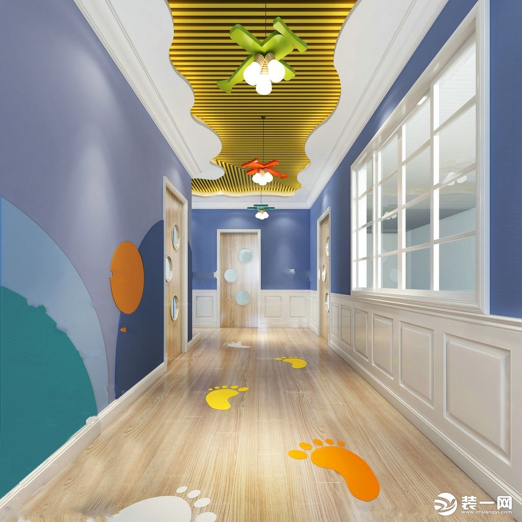幼儿园设计：多样走廊空间设计-设计案例-建E室内设计网